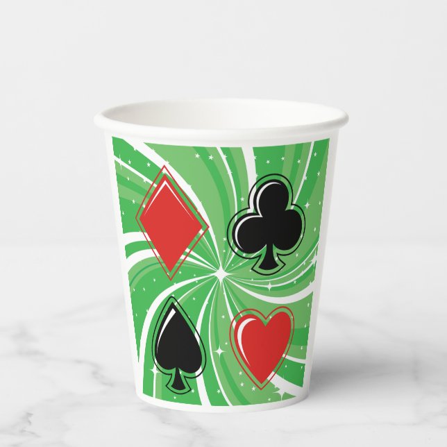 Vasos De Papel Retro Card Suits Vibrant Red and Black (Anverso)