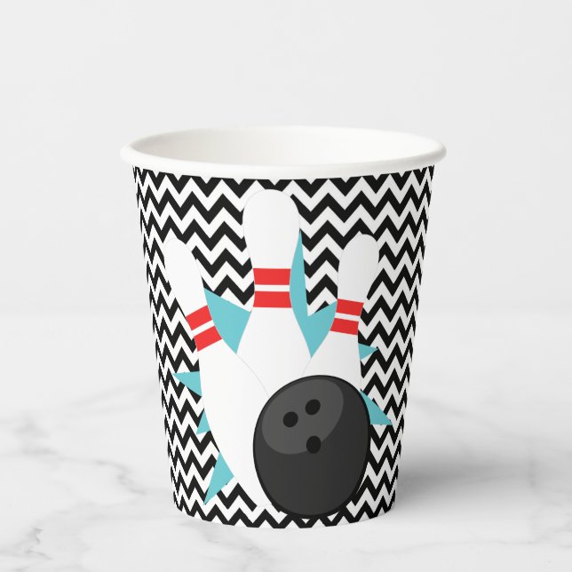 Vasos De Papel Retro Chevron Bowling Fiestas Cups de papel (Anverso)