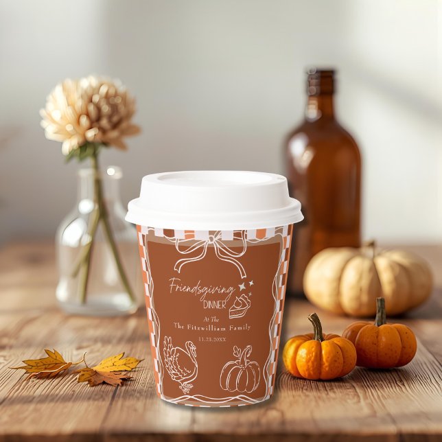 Vasos De Papel Retro Coquette Friendsgiving dinner Thanksgiving (Retro Coquette Friendsgiving dinner Thanksgiving Paper Cups)