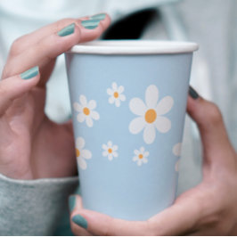 Vasos de papel Retro Daisy azul pálido para Baby S