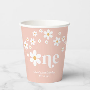 Vasos De Papel Retro daisy boho 1er cumpleaños