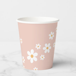 Vasos De Papel Retro Daisy Groovy Cubos de papel rosa