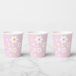 Vasos De Papel Retro Daisy Groovy lilac Cubos de papel