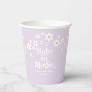 Vasos De Papel Retro Daisy lavanda Bebé en Flor Baby Shower