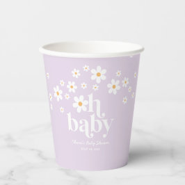 Vasos De Papel Retro Daisy lavanda Oh Baby Baby Shower