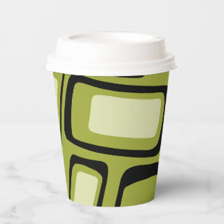 Vasos De Papel Retro de mediados de siglo verde rejilla rectangul