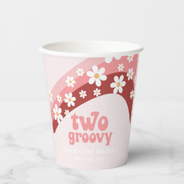 Vasos De Papel Retro Dos Groovy margarita boho floral 2 cumpleaño