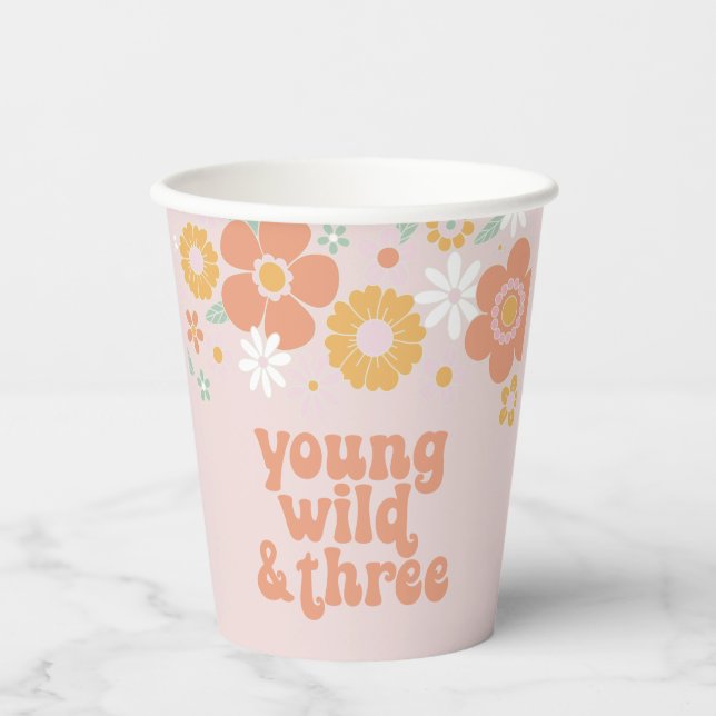 Vasos de papel Retro Floral Young Wild Three cumpl (Anverso)