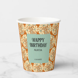 Vasos De Papel Retro Funky Groovy Boho Cumpleaños Botánico