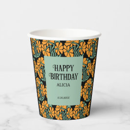 Vasos De Papel Retro Funky Groovy Daisy Flower Cumpleaños