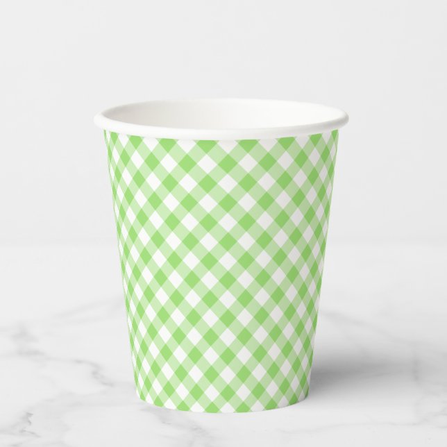 Vasos De Papel Retro Gingham Spring Green (Anverso)
