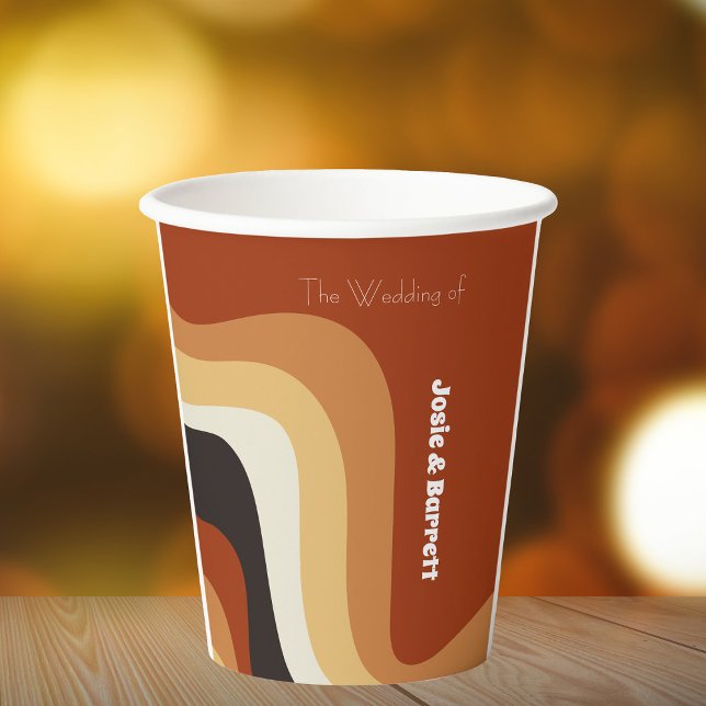 Vasos De Papel Retro Groovy Naranja marrón funky Boda de 70 (Subido por el creador)