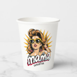 Vasos De Papel Retro mamá pop Art 1 personalizado