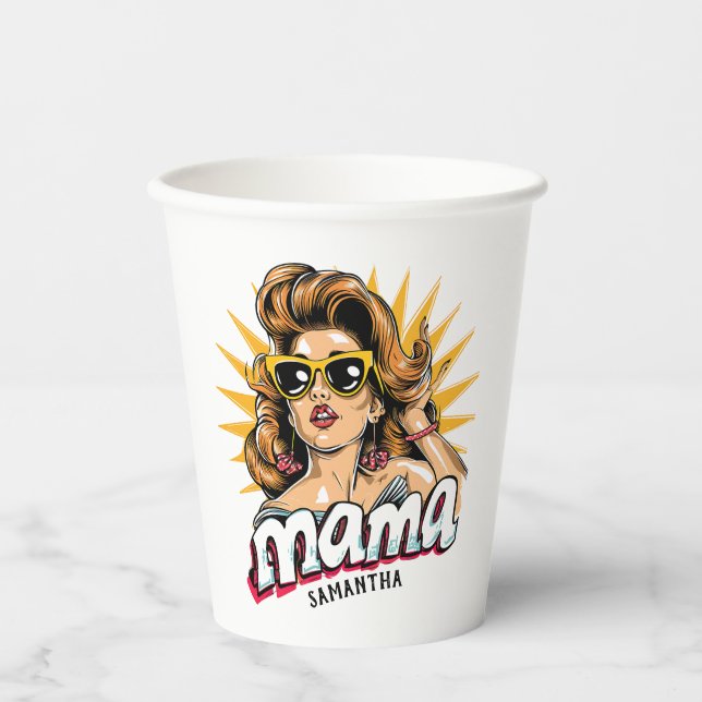 Vasos De Papel Retro mamá pop Art 1 personalizado (Anverso)