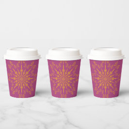 Vasos De Papel Retro Mandala Boysenberry Paper Cups