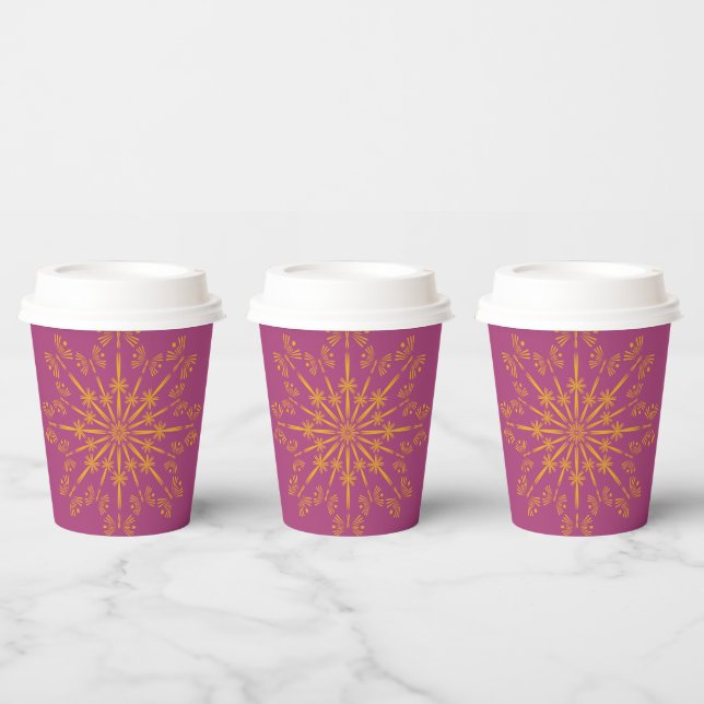 Vasos De Papel Retro Mandala Boysenberry Paper Cups (Multi)