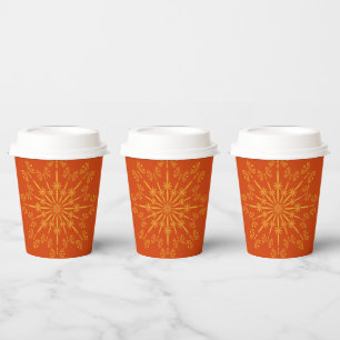 Vasos De Papel Retro Mandala Papaya Cubos de papel