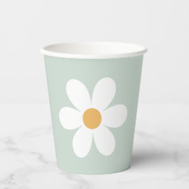 Vasos De Papel Retro margarita verde boho