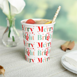 Vasos De Papel Retro Merry and Bright Christmas
