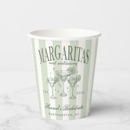 Vasos De Papel Retro Modern Margaritas y Matrimonio Rayado Bach