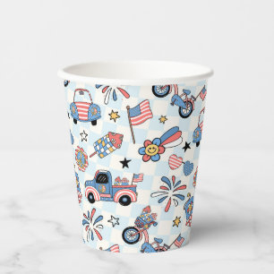 Vasos De Papel Retro Patriótico USA 4 de Julio