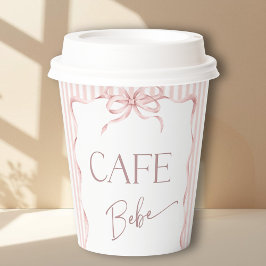 Vasos De Papel Retro Pink Bow Cafe Bebe Girl Coffee Baby Shower
