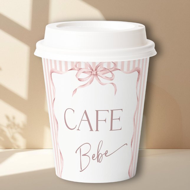 Vasos De Papel Retro Pink Bow Cafe Bebe Girl Coffee Baby Shower (Subido por el creador)