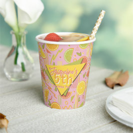 Vasos De Papel Retro Pink Summer Citrus Fruit Birthday