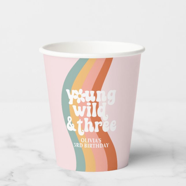 Vasos De Papel Retro Rainbow Young Wild Three Daisy (Anverso)