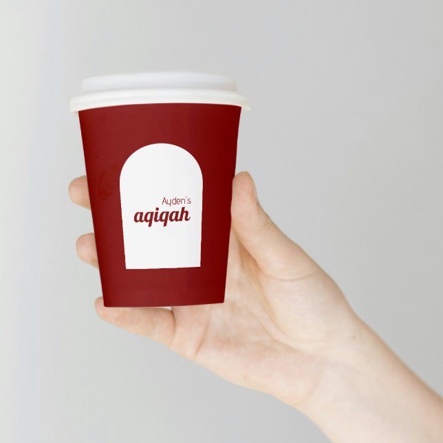 Vasos De Papel Retro Rojo Blanco Sólido Aqiqah Bebé Ducha (Subido por el creador)