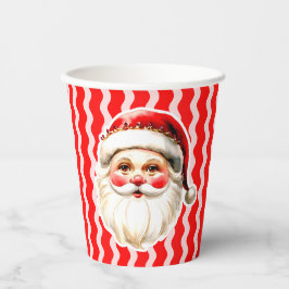 Vasos De Papel Retro Rojo Santa Claus Navidades de Ric Rac Rojo