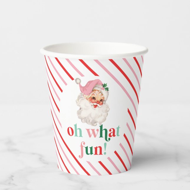 Vasos De Papel Retro Rosa Santa Qué Diversión (Anverso)