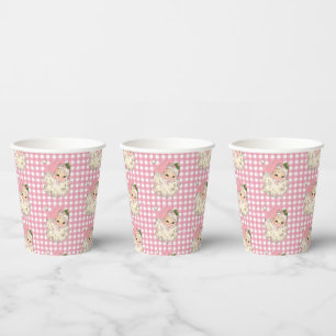Vasos De Papel Retro Santa Rosa de la Vintage con color rosa