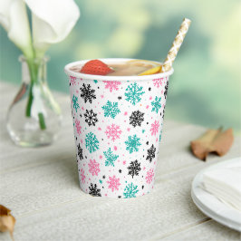 Vasos De Papel Retro Snowflakes