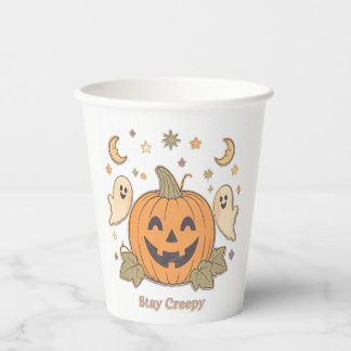 Vasos De Papel Retro Stay Creepy Pumpkin & Cute Ghosts Halloween