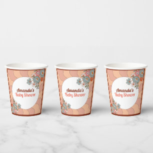 Vasos De Papel Retro Style Flover Baby Shower Fiesta Cuadros de p