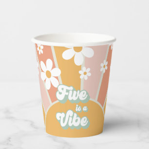Vasos De Papel Retro Sunshine Five es un Vibe de Papel de Cumplea