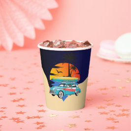 Vasos De Papel Retro Surfer Car Baby Shower