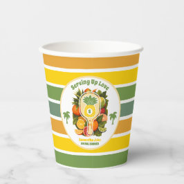 Vasos De Papel Retro Tropical Pineapple Pickleball Brillante Duch