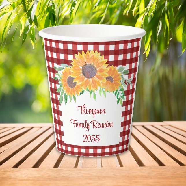 Vasos De Papel Reunión de familia de girasoles personalizada (Subido por el creador)