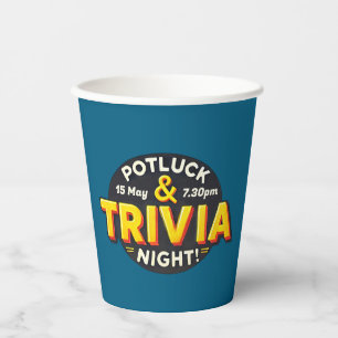 Vasos De Papel Reunión de fiestas nocturnos de Potluck Trivia