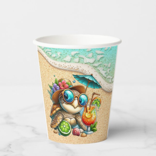 Vasos De Papel Reunión de tortugas divertidas (Anverso)