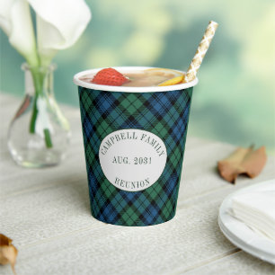 Vasos De Papel Reunión Familiar Clan Campbell Tartán Cuadros Pers