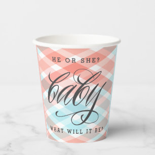 Vasos De Papel Revelación de género de Baby Shower para pastoreo