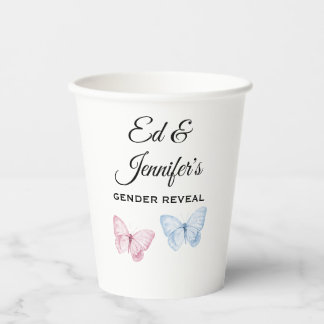 Vasos De Papel Revelación de género de bebé Mariposas rosadas y a