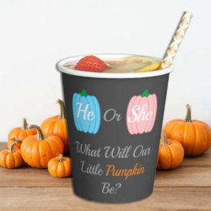Vasos De Papel Revelación de género de caída de calabaza