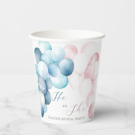 Vasos De Papel Revelación de género de color de agua rosa y azul 