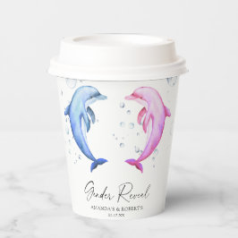 Vasos De Papel Revelación de género de delfines acuarelas