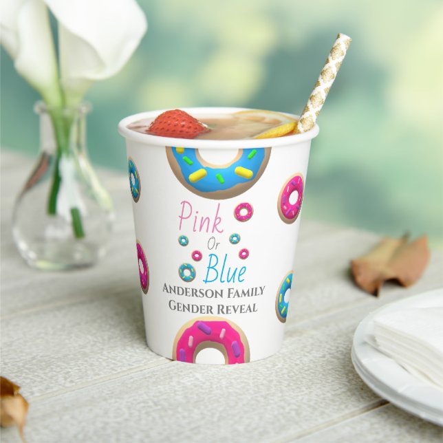 Vasos De Papel Revelación de género de donut (in situ)