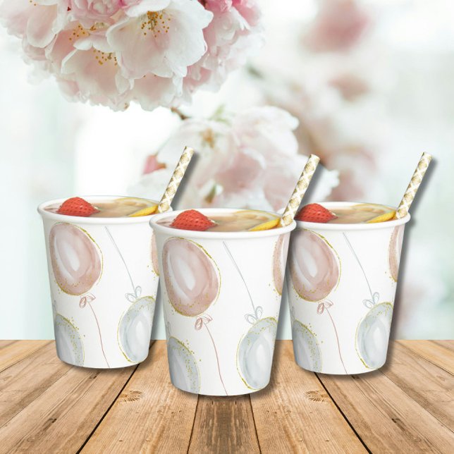 Vasos De Papel Revelación de género de globos rosa y azul (Subido por el creador)